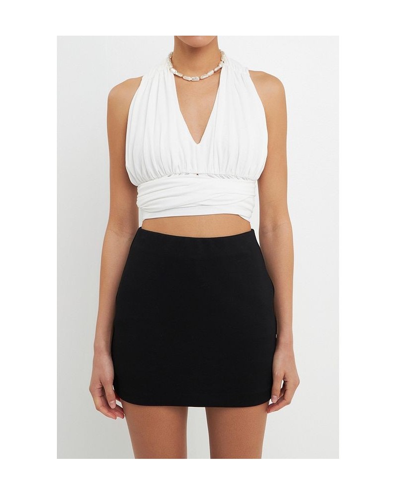 Women's Convertible Knit Strap Top White $42.40 Tops