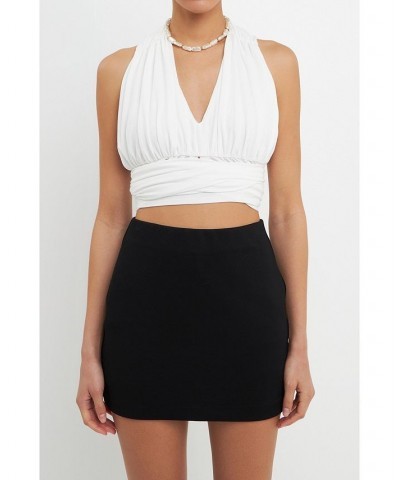 Women's Convertible Knit Strap Top White $42.40 Tops