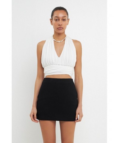 Women's Convertible Knit Strap Top White $42.40 Tops