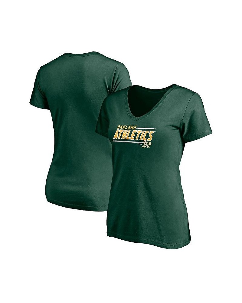 Women's Branded Green Oakland Athletics Plus Size Mascot In Bounds V-Neck T-shirt Green $16.72 Tops