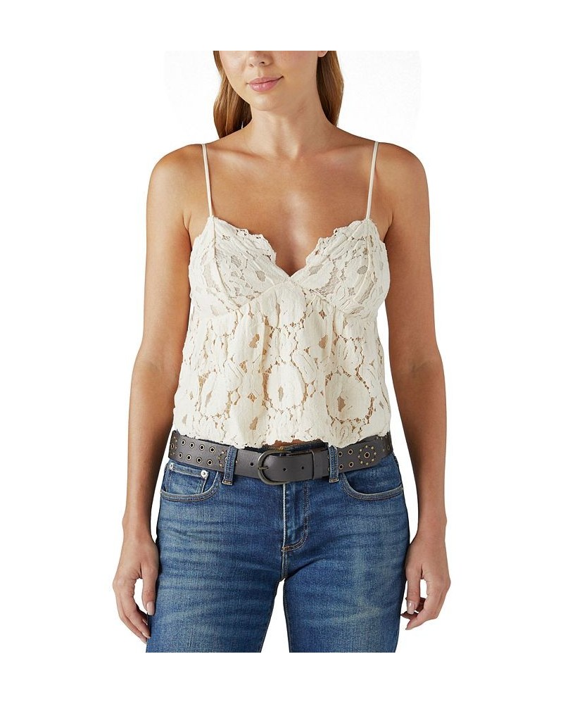 Women's Lace Sweetheart-Neck Camisole Top Tan/Beige $16.68 Tops