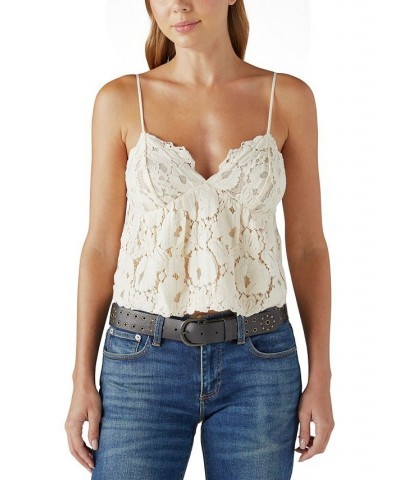 Women's Lace Sweetheart-Neck Camisole Top Tan/Beige $16.68 Tops