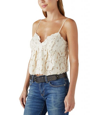 Women's Lace Sweetheart-Neck Camisole Top Tan/Beige $16.68 Tops