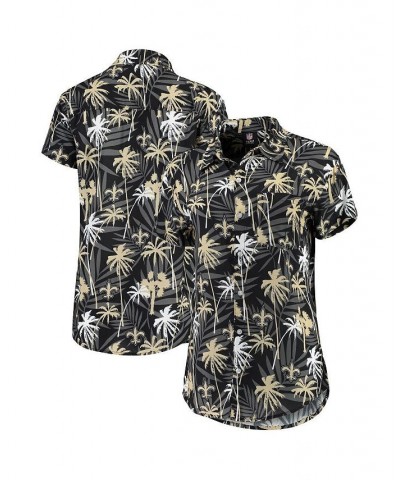 Women's Black New Orleans Saints Floral Harmonic Button-Up Shirt Black $37.25 Tops