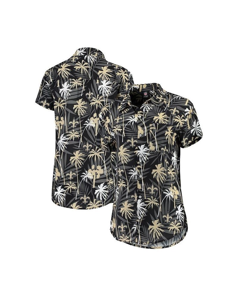 Women's Black New Orleans Saints Floral Harmonic Button-Up Shirt Black $37.25 Tops