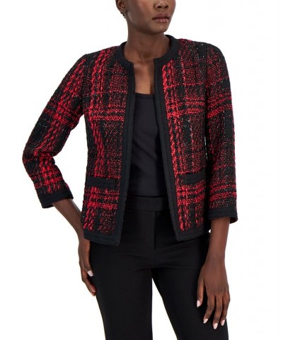Women's Metallic-Tweed Open-Front Jacket Anne Black Combo $40.80 Jackets