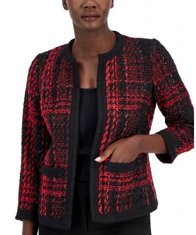 Women's Metallic-Tweed Open-Front Jacket Anne Black Combo $40.80 Jackets