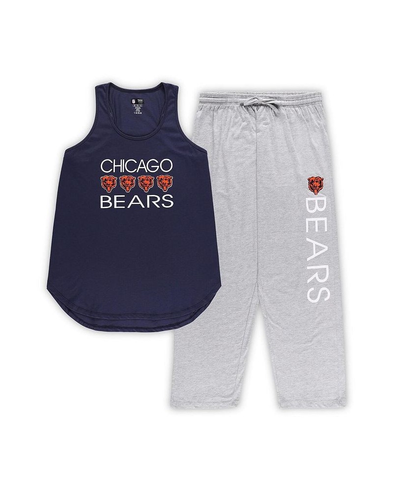 Women's Navy Orange Chicago Bears Plus Size Meter Tank Top and Pants Sleep Set Navy, Orange $40.18 Pajama