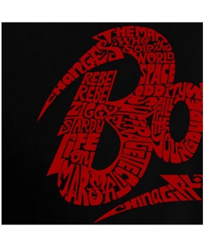 Women's David Bowie Logo Raglan Baseball Word Art T-shirt Black-Red $19.36 Tops