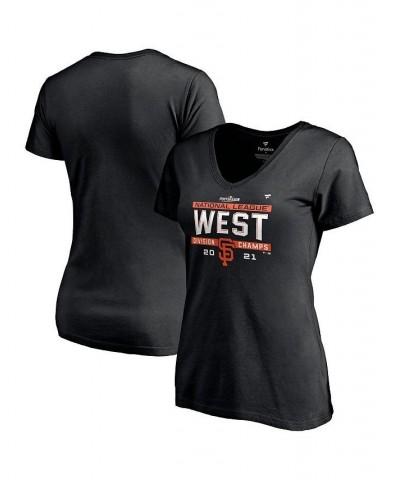 Women's Branded Black San Francisco Giants 2021 NL West Division Champions Locker Room Plus Size V-Neck T-shirt Black $16.34 ...