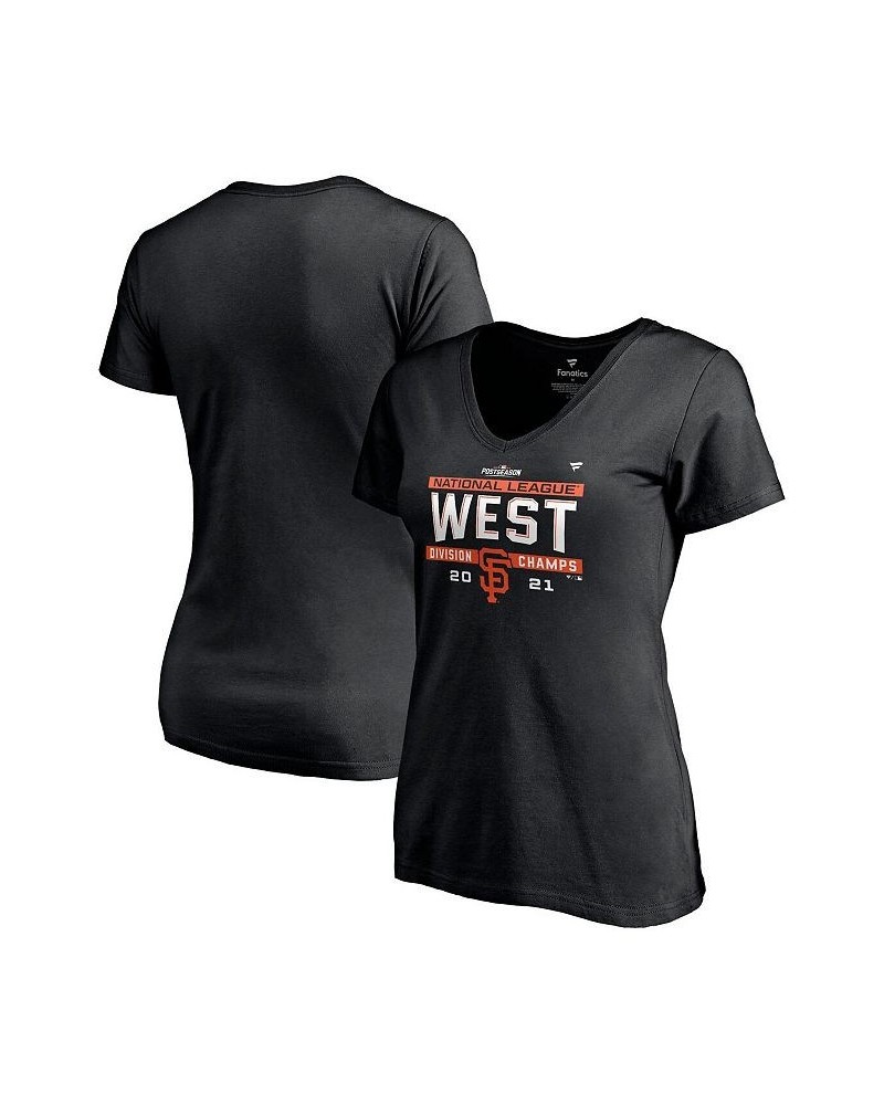 Women's Branded Black San Francisco Giants 2021 NL West Division Champions Locker Room Plus Size V-Neck T-shirt Black $16.34 ...