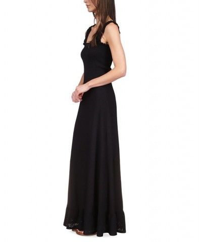 Women's Eyelet Smocked Sleeveless Maxi Dress Black $80.50 Dresses