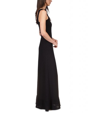 Women's Eyelet Smocked Sleeveless Maxi Dress Black $80.50 Dresses