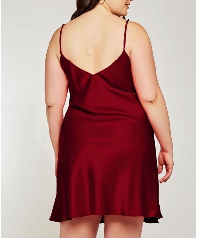 Plus Size Ultra Soft Satin Chemise Lingerie with Adjustable Straps Burgundy $25.88 Lingerie