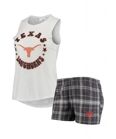 Women's Charcoal White Texas Longhorns Ultimate Flannel Tank Top and Shorts Sleep Set Charcoal, White $35.09 Pajama