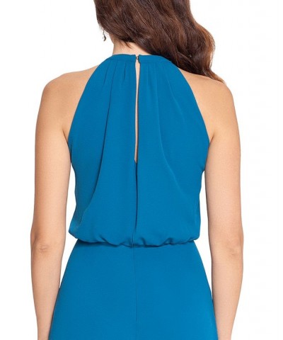 Hardware-Trim Halter Gown Navy $85.69 Dresses