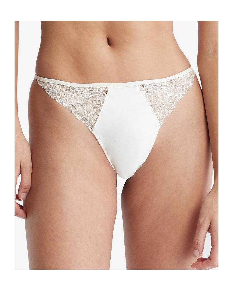 Women's Bridal Lace Thong Underwear QF7163 Vanilla Ice $13.68 Panty