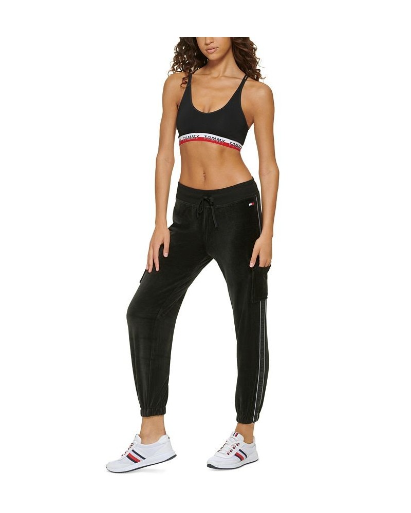 Women's Velour Cargo Jogger Pants Black $26.40 Pants