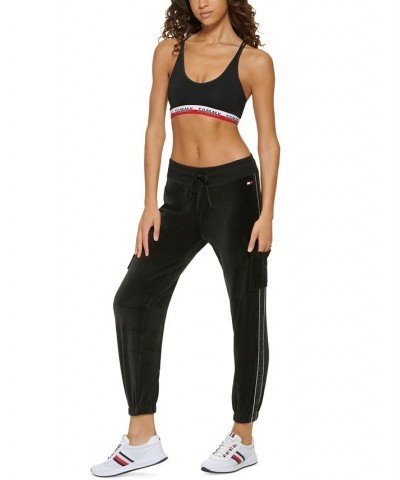 Women's Velour Cargo Jogger Pants Black $26.40 Pants