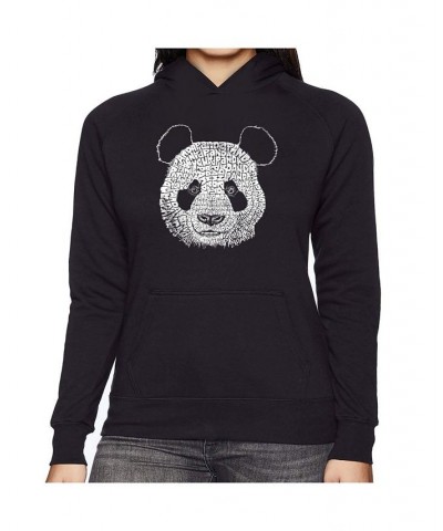 Women's Word Art Hooded Sweatshirt -Panda Black $32.99 Sweatshirts