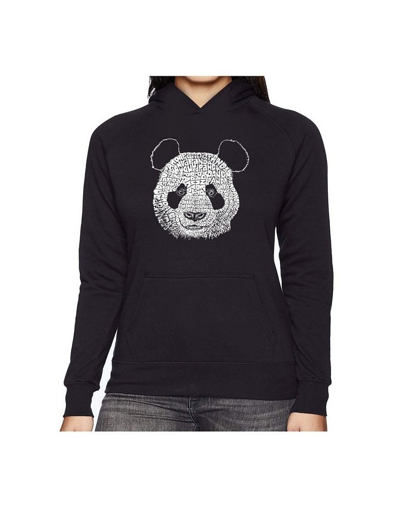 Women's Word Art Hooded Sweatshirt -Panda Black $32.99 Sweatshirts