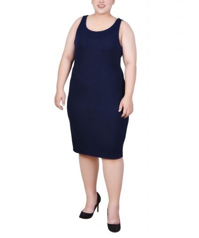 Plus Size Textured 3/4 Sleeve Two Piece Dress Set Blue $20.18 Dresses