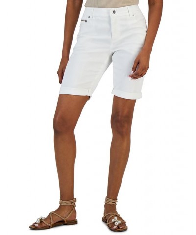 Women's High Rise Denim Bermuda Shorts White $19.60 Shorts