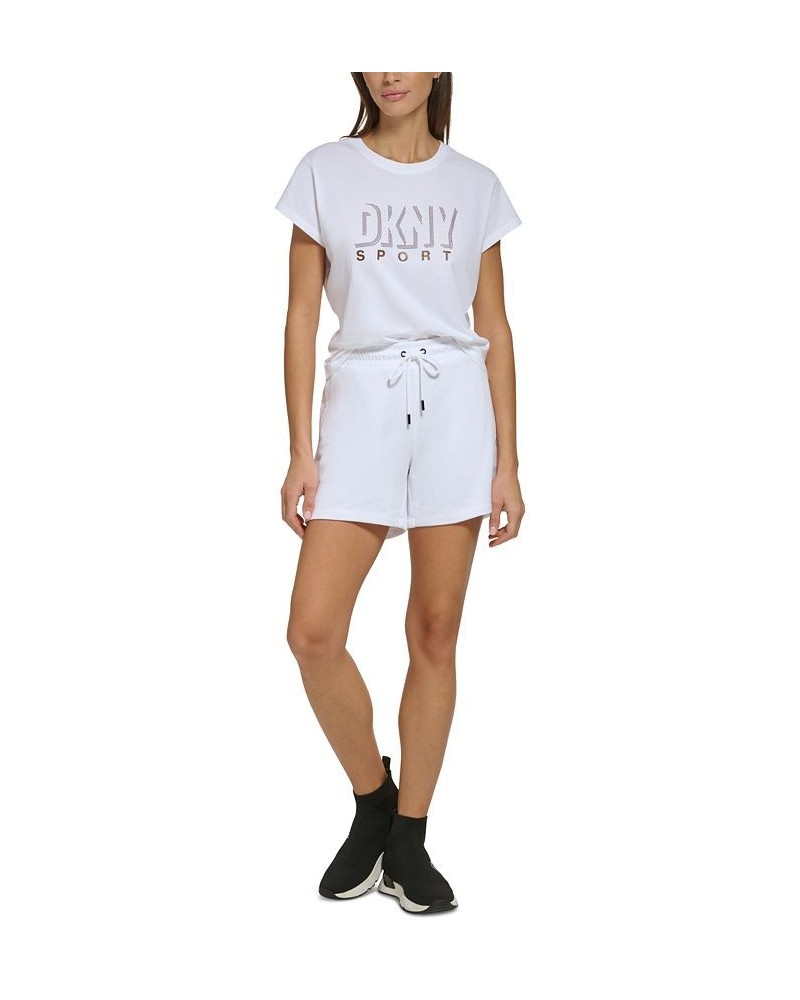 Women's Performance Cotton Logo Drawstring Shorts White $13.09 Shorts