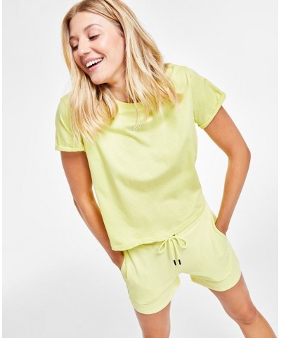 Women's Cotton Metallic-Logo T-Shirt Sunny Lime $13.20 Tops