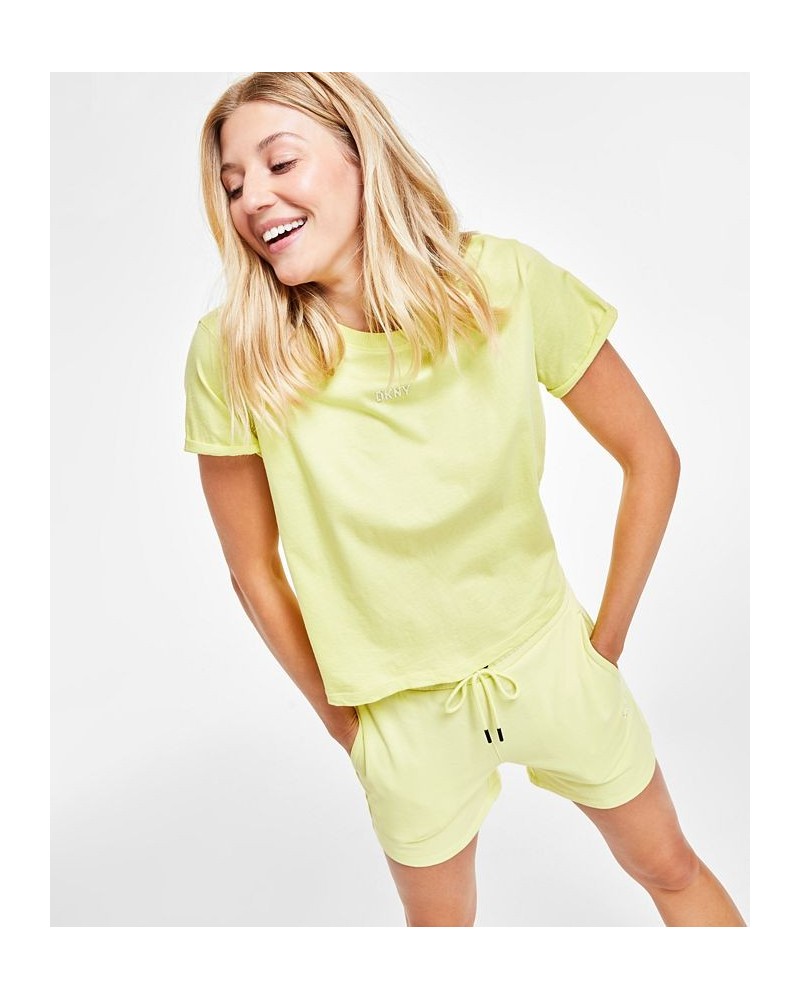 Women's Cotton Metallic-Logo T-Shirt Sunny Lime $13.20 Tops