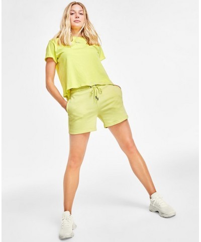 Women's Cotton Metallic-Logo T-Shirt Sunny Lime $13.20 Tops