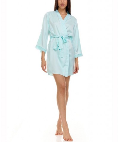 Women's Victoria Cover Up with Lace Aqua $30.60 Sleepwear