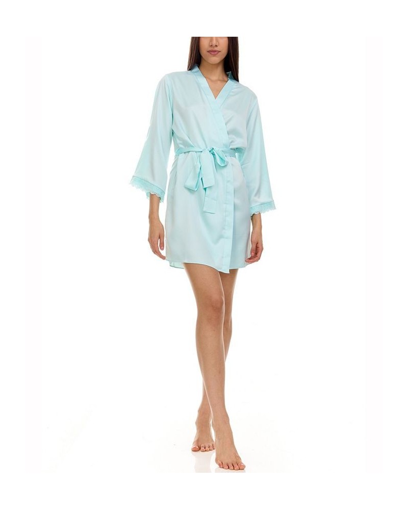 Women's Victoria Cover Up with Lace Aqua $30.60 Sleepwear