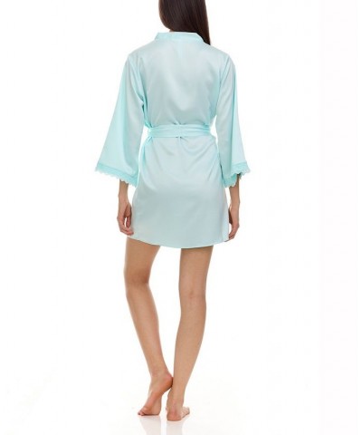 Women's Victoria Cover Up with Lace Aqua $30.60 Sleepwear