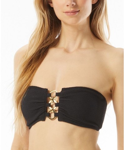 Women's Chain-Detail Bandeau Bikini Top Black $44.80 Swimsuits