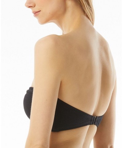 Women's Chain-Detail Bandeau Bikini Top Black $44.80 Swimsuits