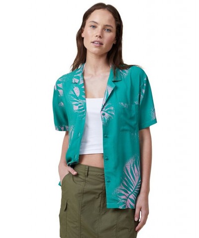 Women's Vacay Short Sleeve Shirt Sun Spray Jade $23.50 Tops