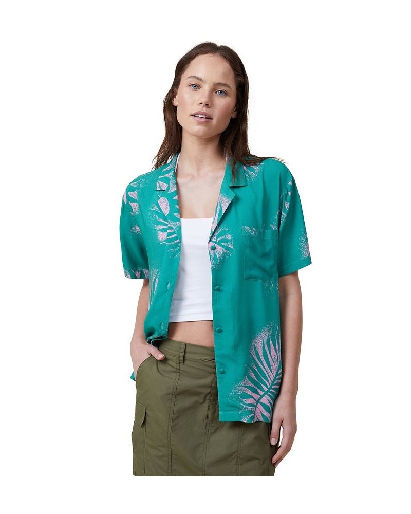 Women's Vacay Short Sleeve Shirt Sun Spray Jade $23.50 Tops