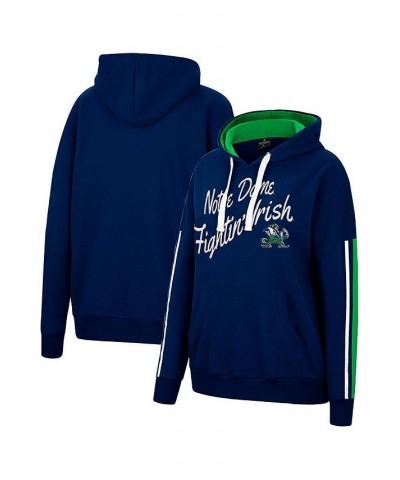 Women's Navy Notre Dame Fighting Irish Serena Oversized Sleeve Striping Pullover Hoodie Navy $25.42 Sweatshirts