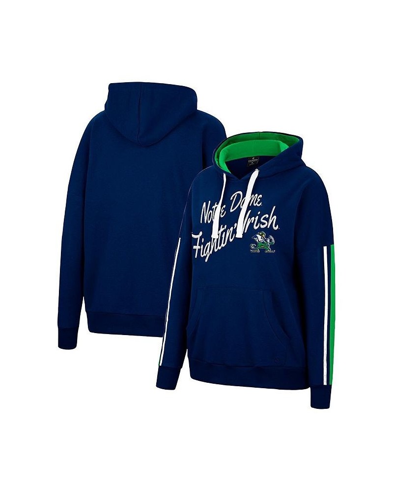 Women's Navy Notre Dame Fighting Irish Serena Oversized Sleeve Striping Pullover Hoodie Navy $25.42 Sweatshirts