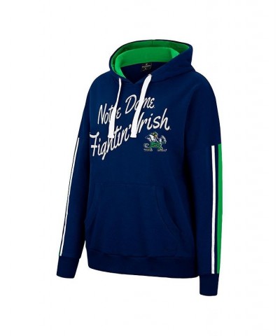 Women's Navy Notre Dame Fighting Irish Serena Oversized Sleeve Striping Pullover Hoodie Navy $25.42 Sweatshirts