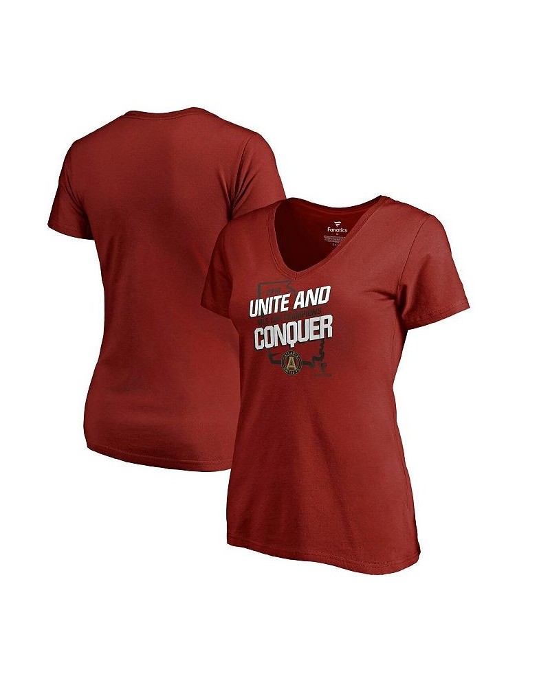 Women's Branded Red Atlanta United FC MLS Cup Champs Local V-Neck T-shirt Red $18.80 Tops