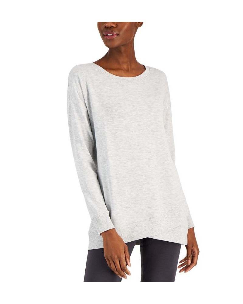 Women's French Terry Tulip-Hem Sweatshirt Gray $17.55 Sweatshirts