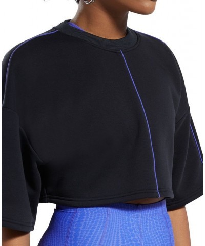 x Cardi B Women's Crop Crewneck T-Shirt Black $17.36 Tops