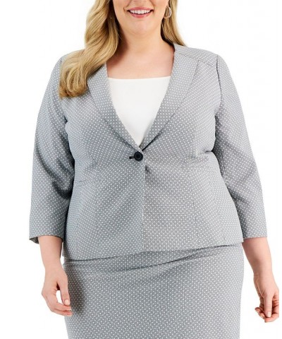 Plus Size Textured 3/4-Sleeve Pencil Skirt Suit Navy/black $58.50 Suits