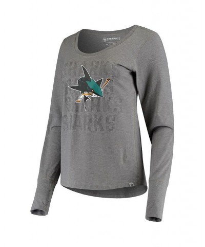 Women's '47 Gray San Jose Sharks Forward Long Sleeve Tri-Blend Scoop Neck T-shirt Gray $21.84 Tops