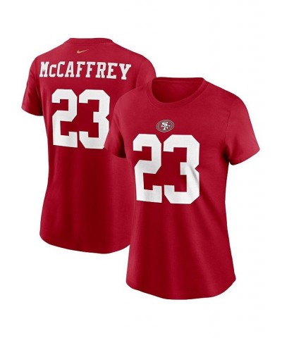 Women's Christian McCaffrey Scarlet San Francisco 49ers Player Name and Number T-shirt Scarlet $25.99 Tops