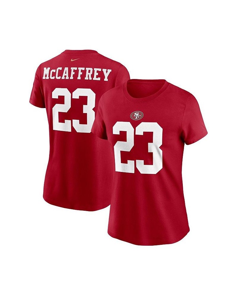 Women's Christian McCaffrey Scarlet San Francisco 49ers Player Name and Number T-shirt Scarlet $25.99 Tops