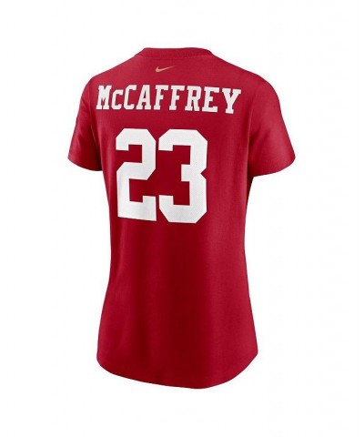 Women's Christian McCaffrey Scarlet San Francisco 49ers Player Name and Number T-shirt Scarlet $25.99 Tops