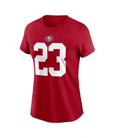 Women's Christian McCaffrey Scarlet San Francisco 49ers Player Name and Number T-shirt Scarlet $25.99 Tops